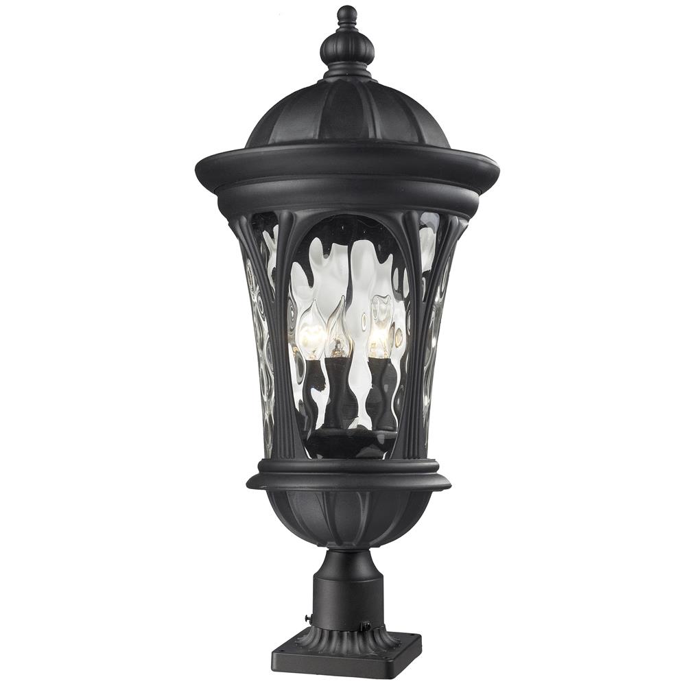 Z-Lite 543PHB-BK-PM Outdoor Pier Mount in Black with a Water glass Shade